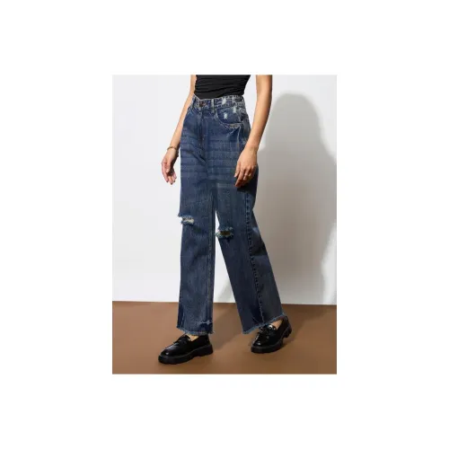 Image of barcino Women's Relaxed Straight Extra Long Jeans