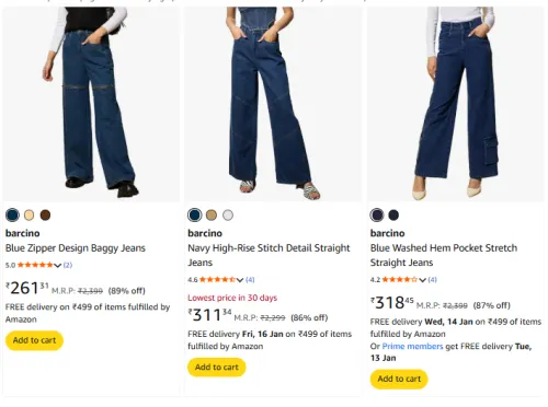 Image of Barcino Women's Baggy Jeans @ Starting ₹261