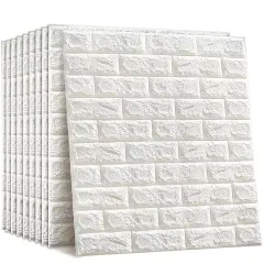 Barebeauty 3D Wall Panel Wallpaper, Self Adhesive PE Foam Brick Sticker, Waterproof Peel & Stick Wall Covering for Home, Bedroom & Living Room Decor, 70 x 77 cm (Pack of 1, 5.8 Sq. Ft. Appro...