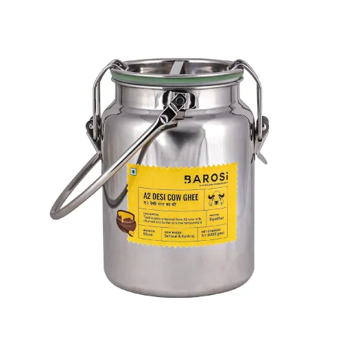 Image of BAROSI A2 Cow Ghee [5L Stainless Steel Dolchi] | Traditional Bilona Method | Curd- Churned | Cultured | Pure Natural and