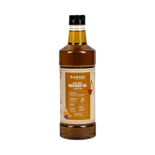 Image of BAROSI [Wood Cold Pressed Mustard Oil - 1L] | Kachi Ghani | Pure, Natural & Organic, Unrefined for Healthy Cooking 