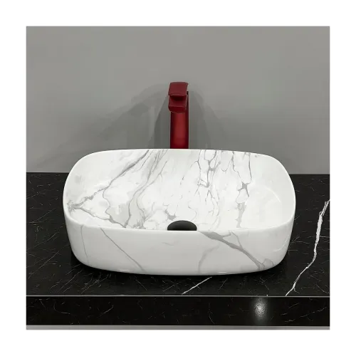 Image of BASIN WORLD Luxury Ceramic Table-Top Wash Basin – 20x15inch