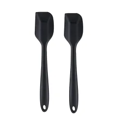 Baskety Silicone Spatula Heat Resistant 480°F Flexible Non-Stick Baking & Cooking Scraper Stainless Steel Core Seamless Design Black Kitchen Tools (Black Set of 2)