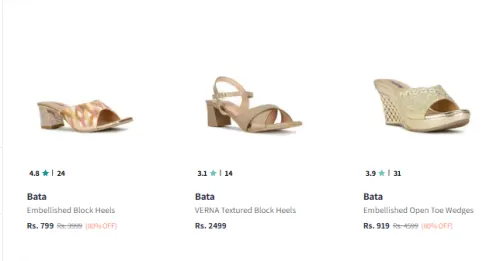 Image of Bata Embellished Block Heels upto 80% Discount