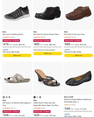 Image of Bata Footwears at minimum 80% Discount