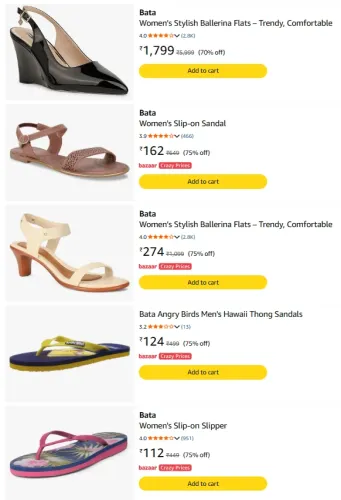 Image of Bata Footwears Starting at ₹112
