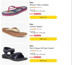 Bata Footwear's Up to 75% Discount From ₹112
