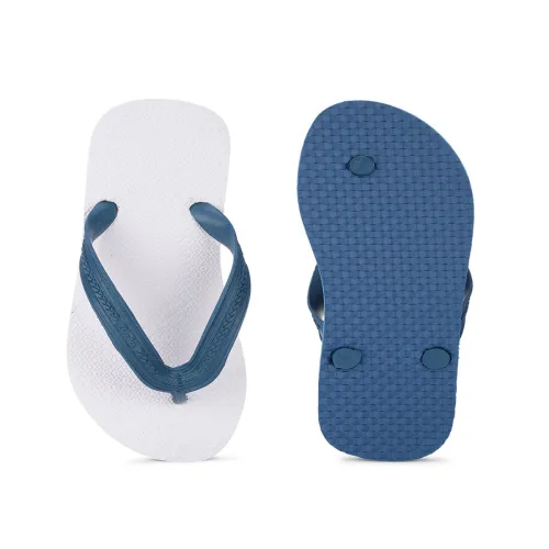 Image of Bata Men Blue & White Rubber Thong Flip-Flops