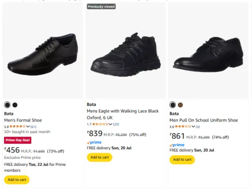 Image of Bata Men's Shoes Starting @ ₹456