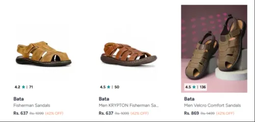 Image of Bata Men's Velcro Sandals Upto 42% OFF