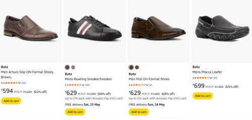 Image of Bata Men Shoes Minimum 60% Discount