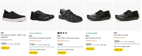 Image of Bata Men's footwear at 50% discount 