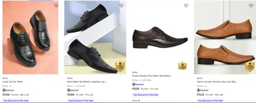Image of Bata Men’s Formal Shoes at minimum 70% Discount