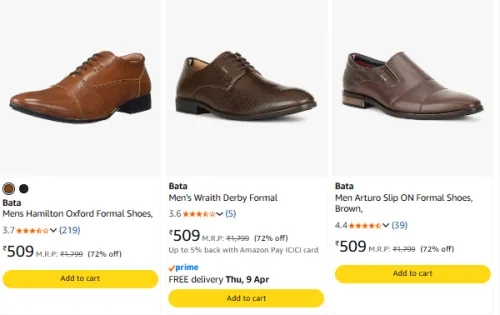 Image of Bata Mens Shoes Upto 72% Off