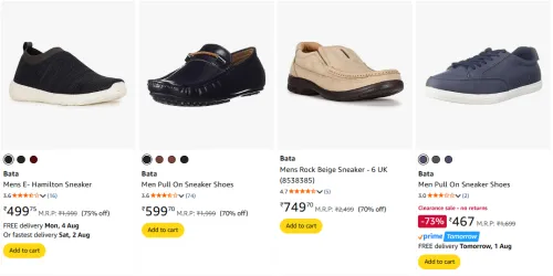 Image of Bata Men's Sneakers at minimum 70% Discount