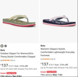 Click to enlarge Bata Outdoor Slipper For Women fLAT 75% Discount