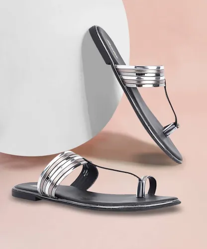 Image of Bata  Women CAROLINA TR Flats Sandal  (Silver , 3)