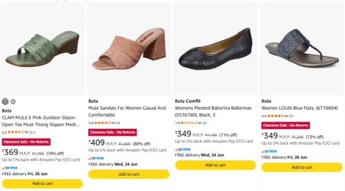Image of Bata Women Footwear Minimum 70% Discount