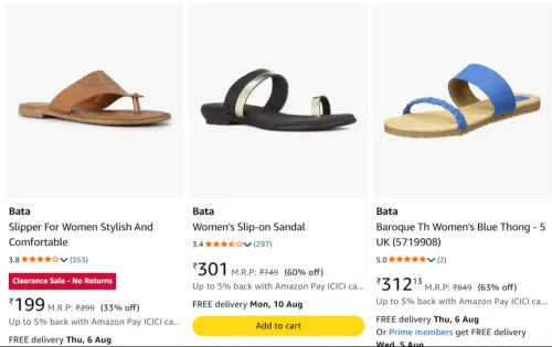 Image of Bata Women's Footwears Starting at ₹199