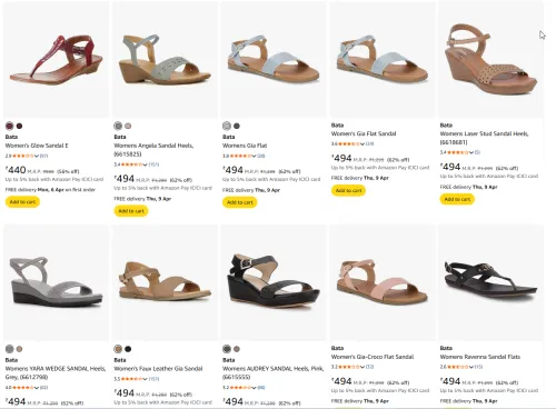 Image of Bata Women's Glow Sandal E Starting Price@ ₹440