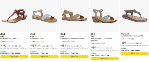 Image of Bata Women's Sandal Starts @ ₹440