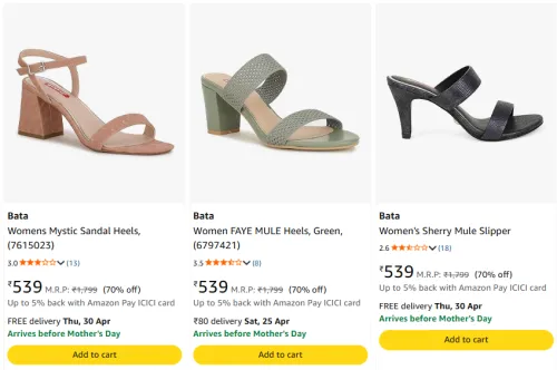 Image of Bata Women's Footwear at minimum 70% Discount
