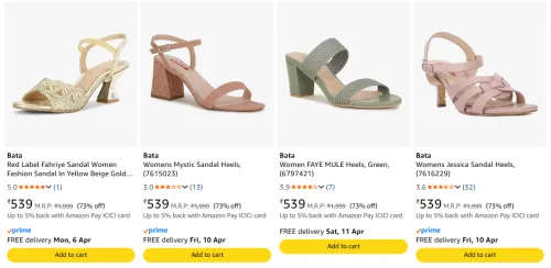 Image of Bata Women's Footwear at minimum 70% Discount