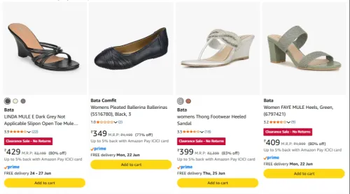 Image of Bata womens footwear at minimum 80% Discount 