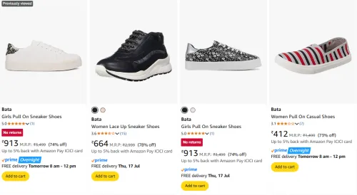 Image of Bata Women's Sneaker Shoes at minimum 71% Discount