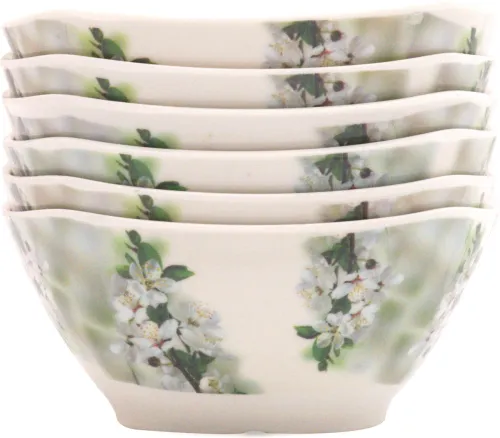 Image of BATANIYA Lily Floral Melamine Serving Bowl Pack of 6