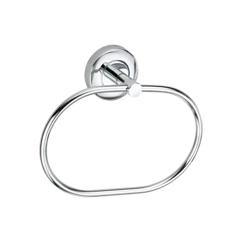 Image of BATHBLISS Stainless Steel Oval Flange Towel Ring Holder Polished Chrome