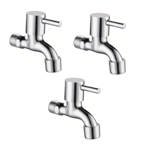 Image of BATHBLISS Stainless Steel Turbo Bib Cock with Wall Flange - Pack of 3