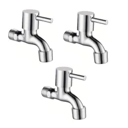 BATHBLISS Stainless Steel Turbo Bib Cock with Wall Flange - Pack of 3