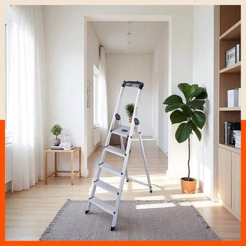 Image of Bathla 5-Step Foldable Aluminium Home Ladder
