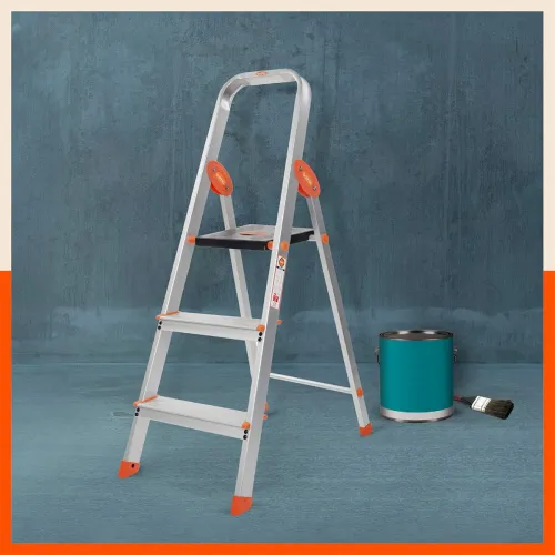 Image of Bathla Advance Carbon 3‑Step Foldable Aluminium Ladder