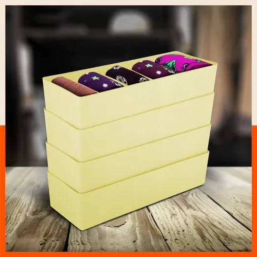 Image of Bathla Drawer Organizers (Set of 4)- 5 Grids Lemon Color