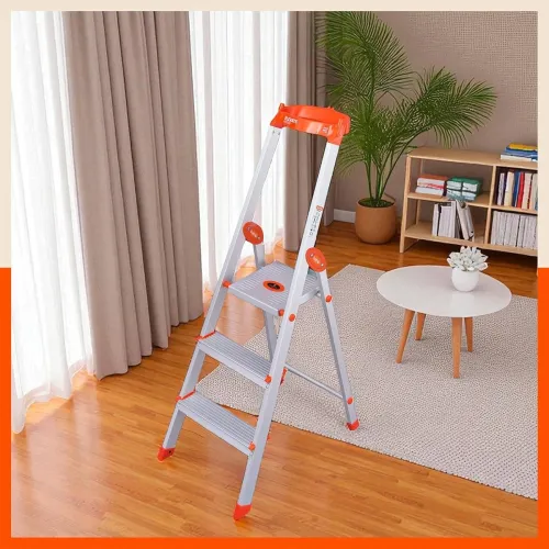 Image of Bathla Elevate 3-Step Foldable Aluminium Ladder