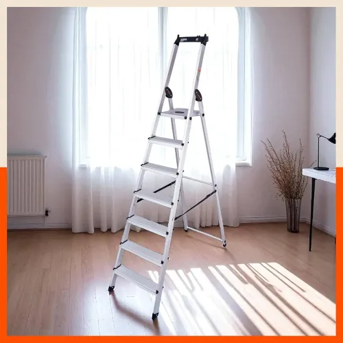Image of Bathla Elevate 7-Step Foldable Aluminium Ladder for Home with Tool Tray 
