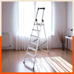 Bathla Elevate 7-Step Foldable Aluminium Ladder for Home with Tool Tray