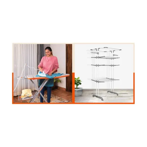 Image of Bathla Ironing Board & 4-Level Drying Stand