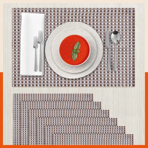 Image of Bathla Matworks - ENOS Woven PVC Table mats/Placemats for Home Dining Table | Heat-Resistant, Reversible & Washable |