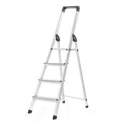 Bathla Prime 4-Step Foldable Aluminium Ladder with Support Handle (Black)