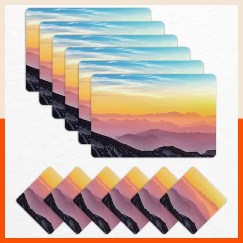 Image of Bathla Table Mats - Set of 6-45cm x 30cm PVC Table Placemats & Coasters for Home Dining Table | Multipurpose, Heat-Resis
