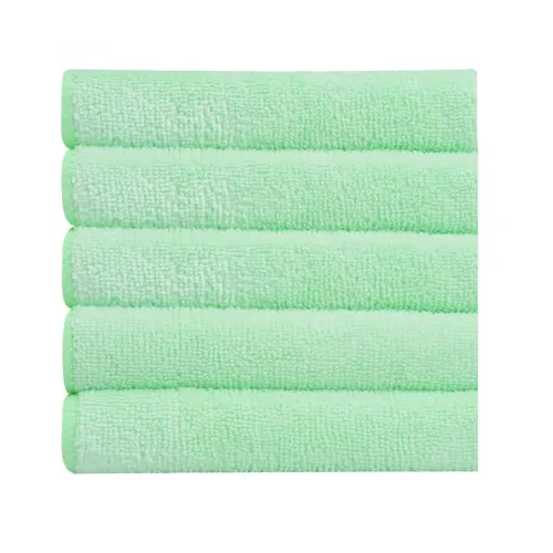 Image of Bathla Spic & Span Multi Purpose Micro Fiber Cleaning Cloth - 300 GSM: 40cmx40cm (Pack of 5 - Light Green)