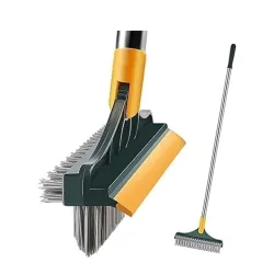 Bathroom Cleaning Brush with Wiper with Long Handle for Tiles (3 in 1)