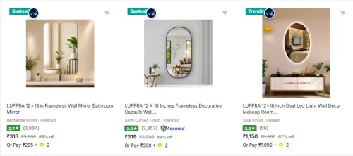 Image of Bathroom Mirrors at minimum 85% Discount