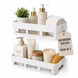 Bathroom Organiser Without Drill Bathroom Shelves & Accessories Bathroom Organiser Self Adhesive Bathroom Shelf Bathroom Racks and Shelves Stand(Pack of 2)