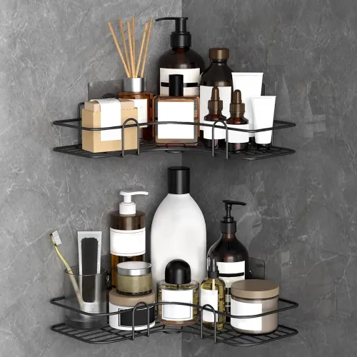 Image of Bathroom Shelf Organizer with Magic Stickers for Kitchen Essentials and Bathroom Accessories 
