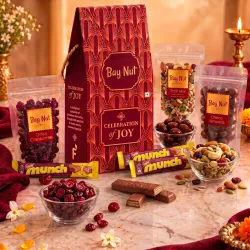 Bay Nut diwali Gift Hamper with cranberries 100gm each and 3 choclates