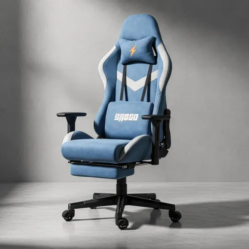 Image of BAYBEE Drogo Ergo Plus Ergonomic Gaming Chair with Footrest,Breathable Fabric,Adjustable Seat&3D Armrest|Head&Massager L